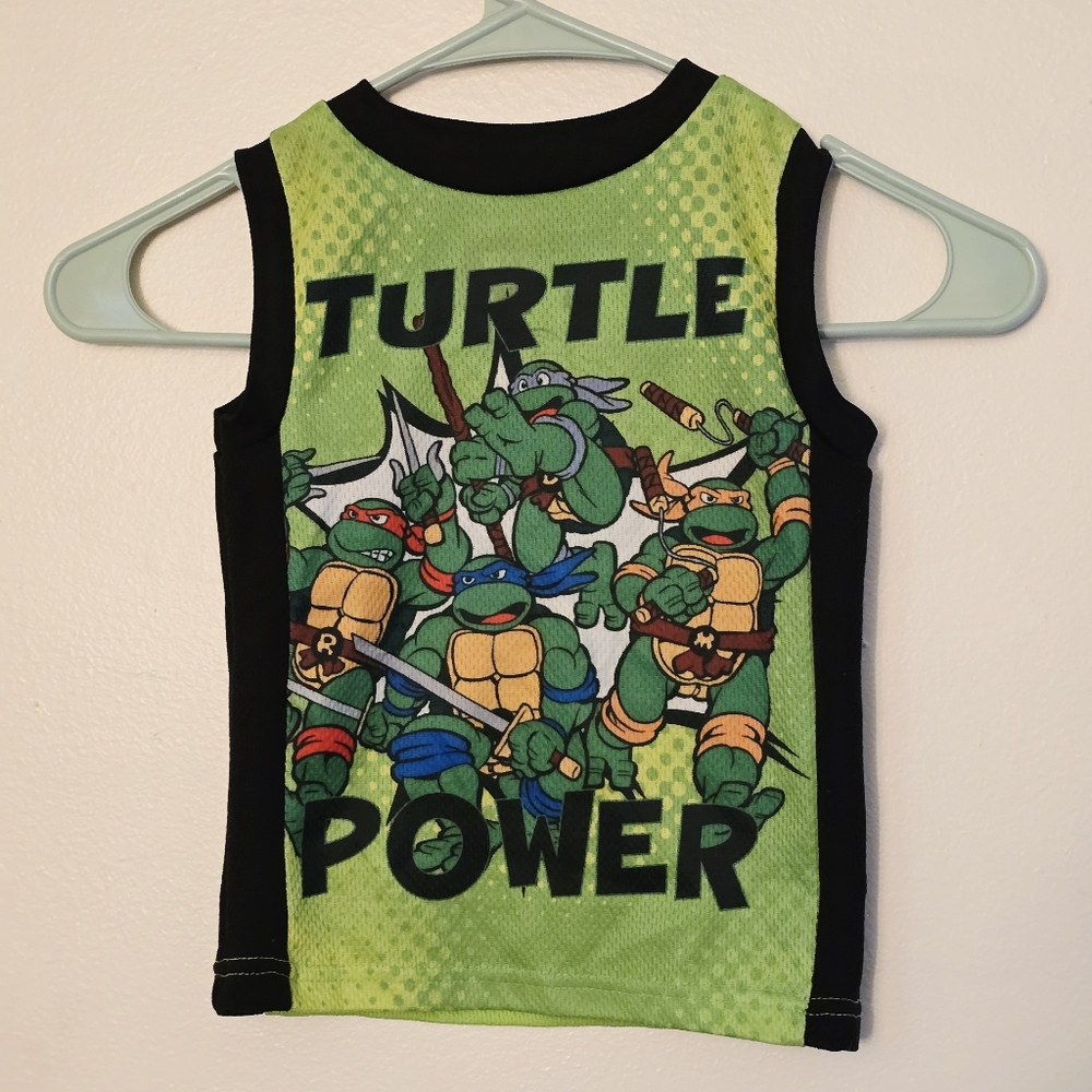 Nickelodeon TMNT 3T Green & Black Turtle Power Tank Top